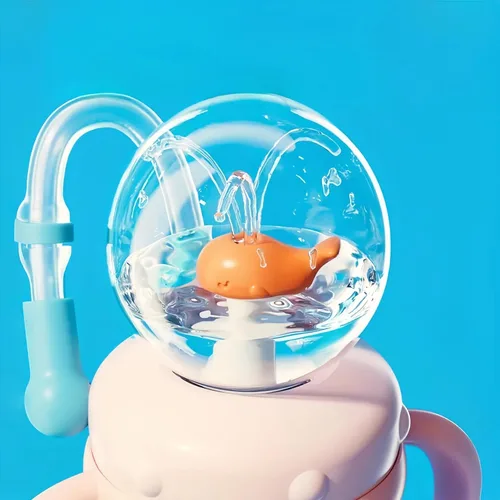 Vista 4 de Vaso para Beber con Chorro de Ballena, Tazas para Beber con Peso con Correas Ajustables, Vasos de Agua de Ballena de 300ml con Punta Suave