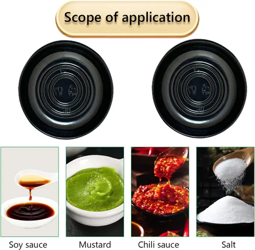 Vista 6 de 100 platos desechables de plástico para salsa, cuencos para condimentos de salsa de soja, mini bandeja de condimentos para sushi, soja, mostaza