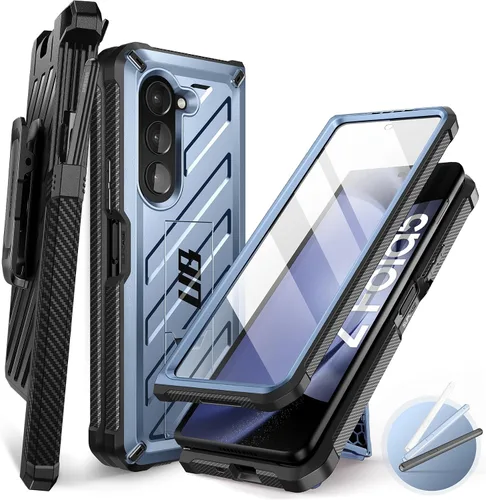 Vista 12 de SUPCASE Funda para Samsung Galaxy Z Fold 5 con soporte incorporado, color negro Built-in Screen Protector, Detachable Belt Clip, S Pen Holder