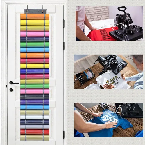 Vista 3 de Organizador de rollos de vinilo con 12 compartimentos para colgar - Montaje en pared