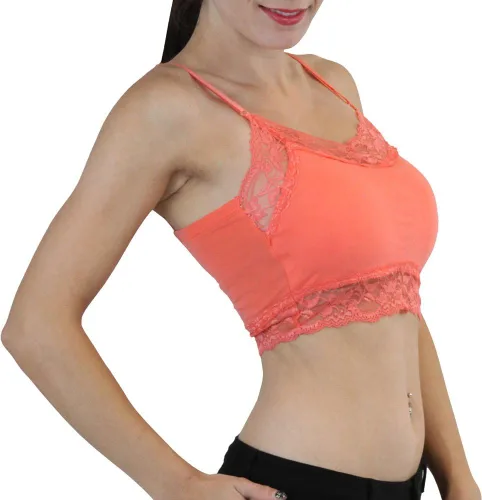 Vista 3 de ToBeInStyle Bralette de encaje con correa ajustable para mujer