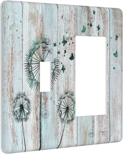 Vista 98 de Cubiertas Decorativas para Placas de Interruptor Diente de León Azul Rústico Citas Inspiradoras Casa de Campo Tablón de Madera Gris 1 Gang Cubierta