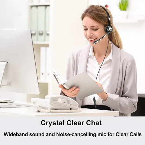 Vista 5 de Wantek Auriculares de teléfono con micrófono con cancelación de ruido, auriculares RJ9 compatibles con ajuste de volumen, interruptor de control