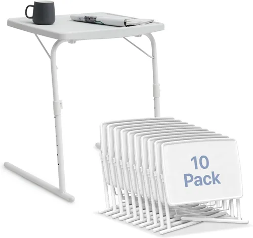 Vista 14 de Magshion Bandeja de TV inclinable ajustable de 22 pulgadas, mesa para cena en cama o sofá, cómoda mesa negra plegable con 3 ajustes de ángulo