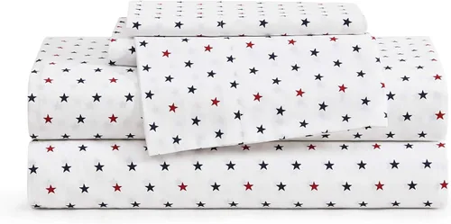 Vista 16 de Tommy Hilfiger - Sábanas para cama individual, ropa de cama de percal de algodón crujiente y fresca con funda de almohada a juego, juego de cama