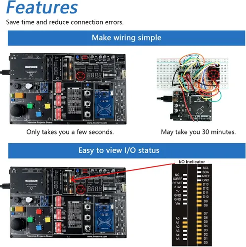 Vista 4 de Freenove Kit de proyectos con placa de control V4 (compatible con Arduino IDE), tutoriales detallados de 238 páginas, 46 proyectos, sin soldadura
