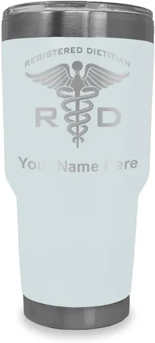 Vista 8 de LaserGram Vaso aislado al vacío de 20 onzas, dietista registrado RD, grabado personalizado incluido (negro)