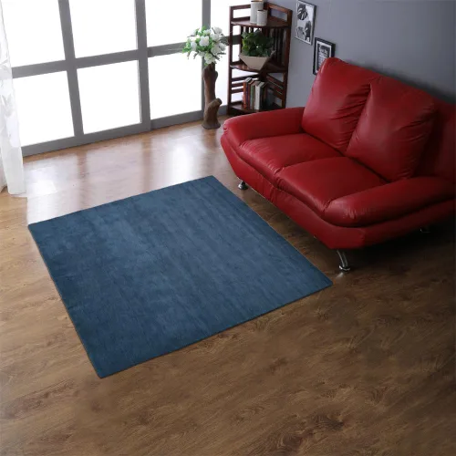 Vista 77 de Alfombras de área de lana anudadas a mano en telar, ecológicas - 10'x10', cuadradas, color aguamarina, diseño liso sólido, alfombras de área gruesas