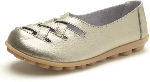 Vista 10 de VenusCelia Mocasines planos para caminar con nidos trenzados para mujer Beige