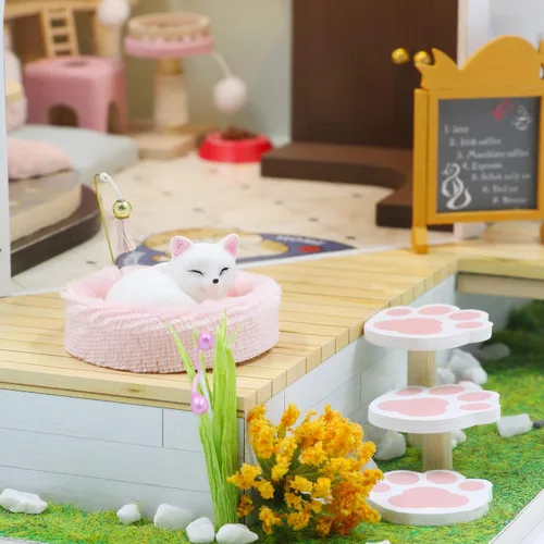 Vista 6 de MAGQOO Casa de muñecas en miniatura con muebles, kit de casa de muñecas de madera, casa pequeña, kit de casa de bricolaje, idea creativa