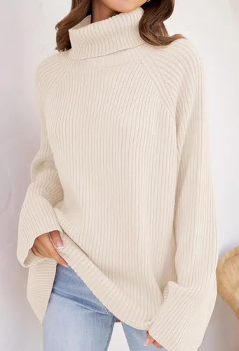 Vista 2 de ZESICA Women's 2024 Winter Sweaters Oversized Turtleneck Long Sleeve Chunky Knitted Pullover Sweater Jumper Tops