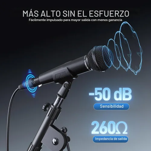 Vista 4 de Phenyx Pro Micrófono vocal dinámico, micrófono cardioide con interruptor de encendido/apagado, cable XLR de 16.4 pies, clip de micrófono, bolsa