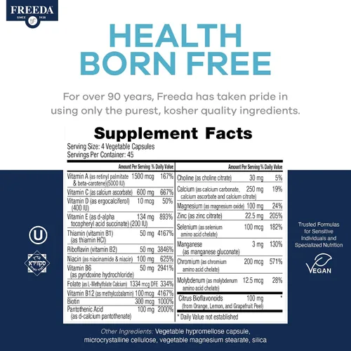 Vista 3 de FREEDA SCD Multivitamínico – Suplemento multivitamínico diario para hombres y mujeres – Vegano, sin gluten, SCD Legal – Vitaminas para adultos