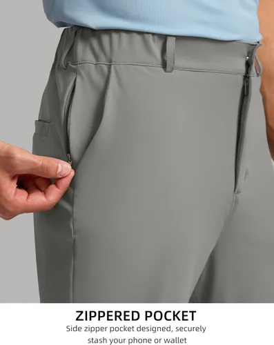 Vista 4 de Soothfeel Pantalones de golf para hombre con 5 bolsillos, ajustados, elásticos, casuales, de viaje, pantalones de trabajo para hombre