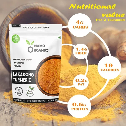 Vista 5 de DKM Namo Organics - Polvo de cúrcuma Lakadong de Organic Farms en Meghalaya - 8.82 oz - Curcumina alta (8-10%) - Words Best Haldi (Curcuma Longa)