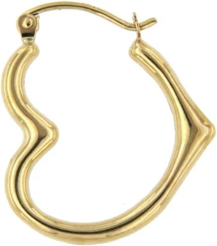 Vista 2 de Aretes de aro en forma de corazón de oro de 14 quilates (0.079 in de grosor), 0.630-0.787 in.