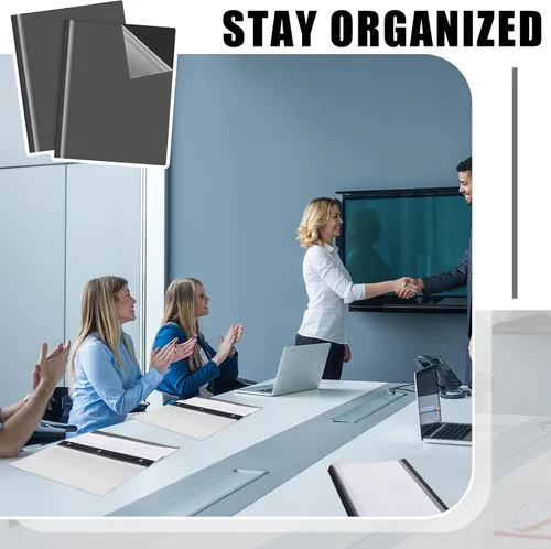 Vista 4 de Teling 24 portadas de informes frontales transparentes con 3 puntas, sujetadores, carpetas de presentación de plástico, informe de cartera