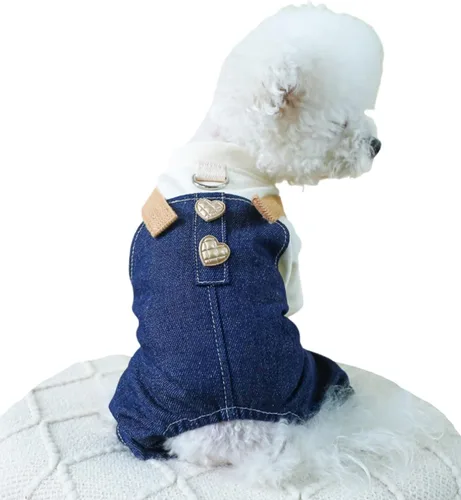 Vista 22 de Ropa de verano para cachorros, camisa para perros pequeños, overol para perros pequeños, ropa de verano para mascotas, overol con peto, pantalones