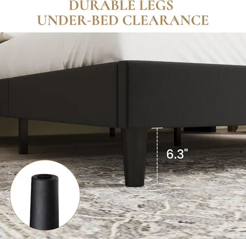 Vista 5 de SHA CERLIN Base de cama tapizada de terciopelo de tamaño matrimonial con estación de carga, moderna cabecera de almacenamiento con respaldo de ala