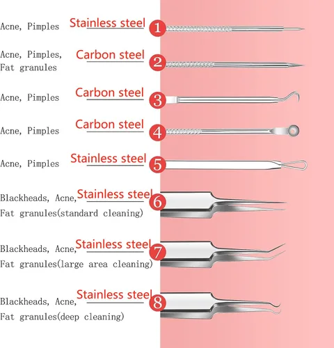 Vista 5 de Kit de herramientas para eliminar manchas de puntos blancos, 8 unidades, removedor de puntos negros