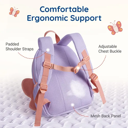 Vista 4 de mommore Mochila de pana para niños y niñas de 2 a 4 años, mochilas de preescolar para jardín de infantes – 13 pulgadas de alto, bonita mochila