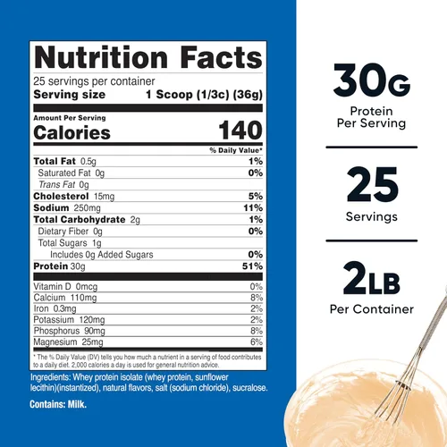 Vista 2 de Nutricost Polvo aislado de proteína de suero (masa de pastel, 2 libras)
