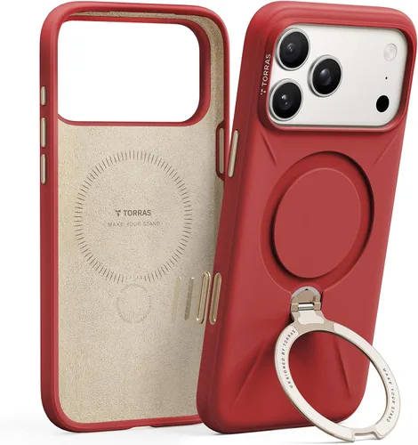 Vista 14 de TORRAS Funda de silicona líquida para iPhone 16 Pro con anillo magnético giratorio de 360 grados y control de cámara, compatible con MagSafe, Funda