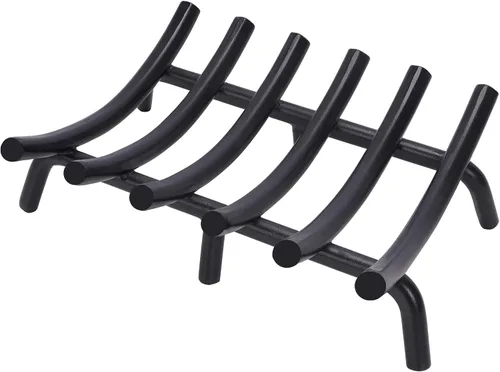 Vista 8 de Rejilla para chimenea de acero sólido redondo de 14 pulgadas, barra de 3/4" - Soporte resistente de hierro fundido forjado para interiores