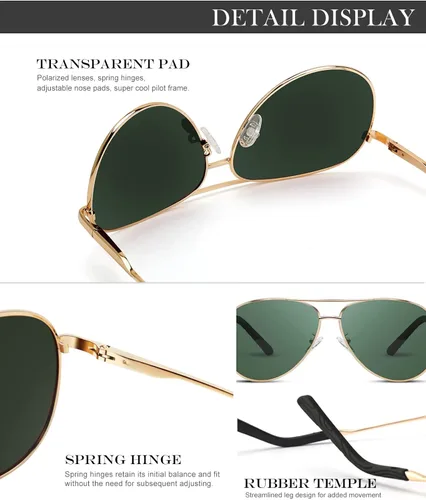 Vista 5 de KALIYADI Gafas de sol de aviador mejoradas para hombres y mujeres polarizadas vintage ultraligeras con protección UV
