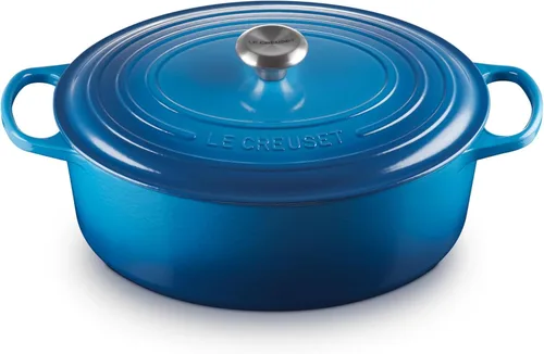 Vista 22 de Le Creuset - Olla holandés redonda con tapa de cocina, hecha de hierro fundido esmaltado, 6.75 cuartos de galón, color alcachofa, colección signature