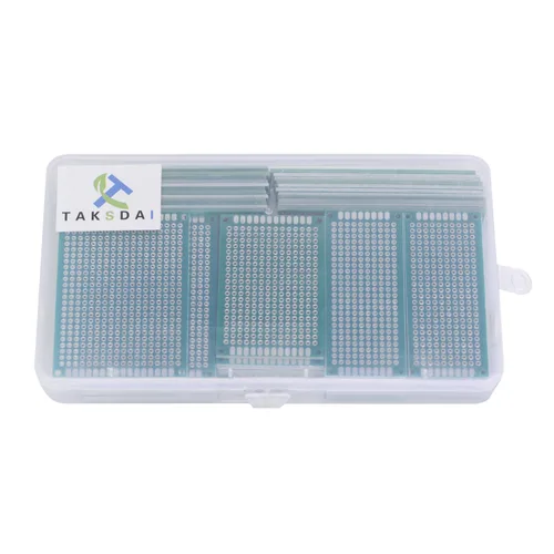 Vista 5 de TAKSDAI - Kit de prototipo de placa PCB de doble cara con estuche adicional, 72 piezas de 4 tamaños, placa de prototipo universal, prototipo