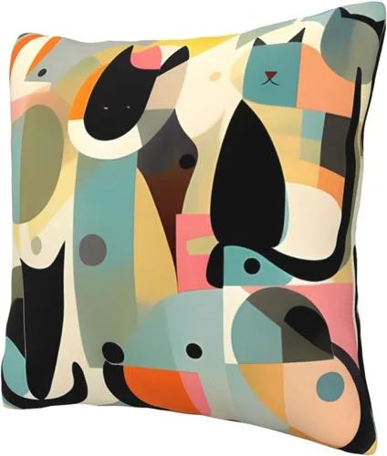 Vista 5 de Fundas de almohada con estampado de gato moderno de mediados de siglo de 18 x 18 pulgadas, funda de cojín suave y acogedora, funda de almohada