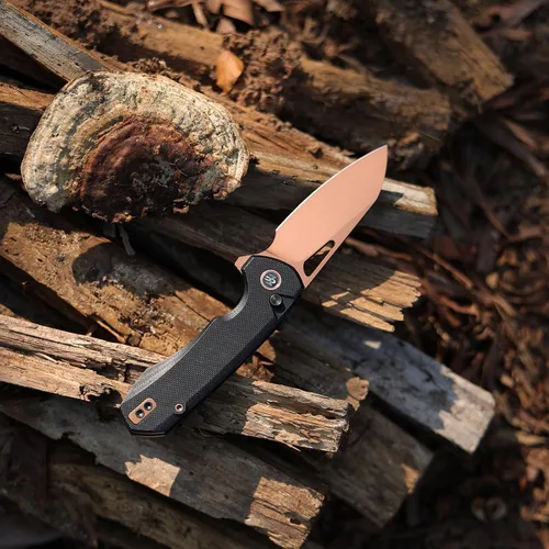 Vista 7 de RT-Camel - Cuchillo de bolsillo plegable, hoja de acero D2 de 3.1 pulgadas, mango G10 Dorado