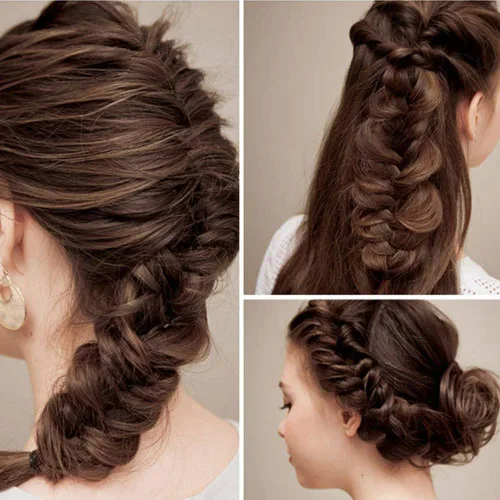 Vista 6 de Juego de 20 herramientas de cola de caballo y trenzado para accesorios de peinado de cabello para mujer