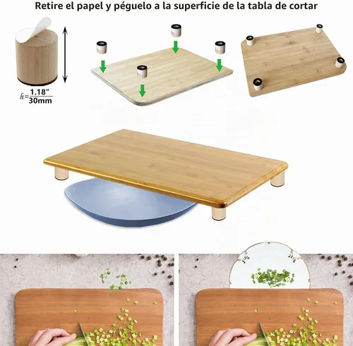 Vista 6 de Tabla de cortar patas ajustables, bandeja antideslizante para bloque Beige ajustable