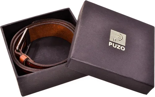 Vista 5 de PUZO Cinturón de cuero de grano completo de 1.496in de ancho para hombre
