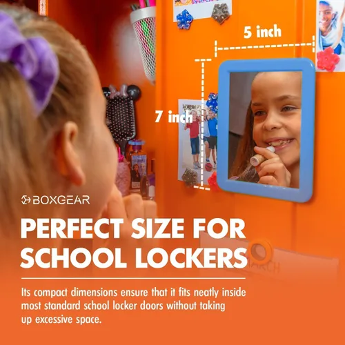 Vista 2 de Boxgear Magnetic Locker Mirror - 5" x 7"- for School Locker, Bathroom, Household Refrigerator, Locker Accessory, Workshop Toolbox or Office Cabinet