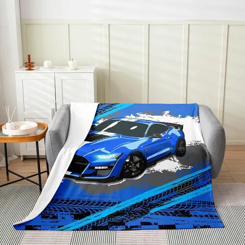Vista 6 de Erosebridal Manta roja de coche de carreras para niños y adolescentes, manta fresca de coche de carreras de 40 x 50 pulgadas, manta de forro polar
