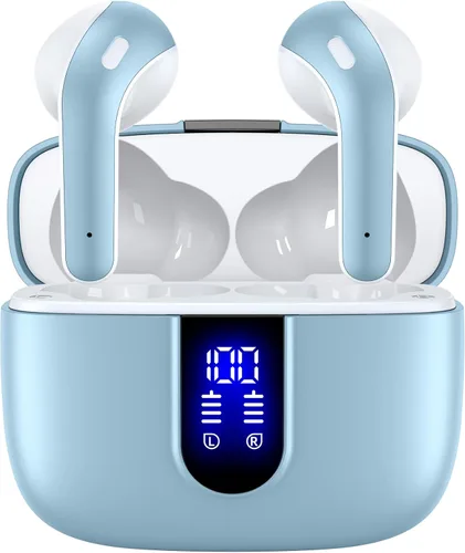Vista 14 de TAGRY Auriculares Bluetooth Verdaderamente Inalámbricos Auriculares 60H Reproducción Pantalla LED de Energía Audífonos con Estuche de Carga