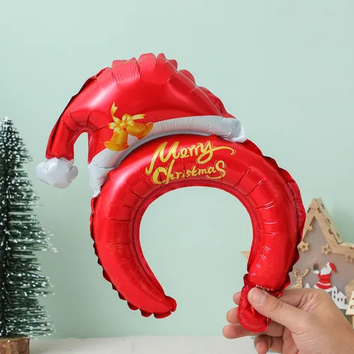 Vista 7 de Diadema de globo de Navidad, globo de papel de aluminio, diadema inflable de Navidad, globos inflables para decoración de fiestas temáticas