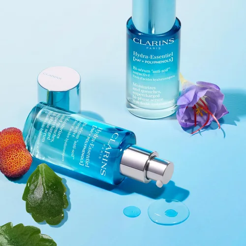 Vista 8 de Clarins Hydra-Essentiel - Suero facial bifásico Suero hidratante intenso 60 segundos para piel regordeta Hidratación 24 horas Doble dosis