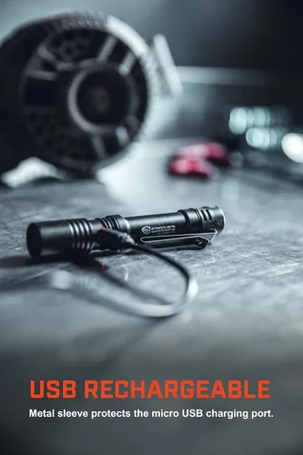 Vista 5 de Streamlight 66320 MacroStream USB - Linterna LED recargable de 500 lúmenes y 2000 candelas, compacta EDC con cable USB, color negro
