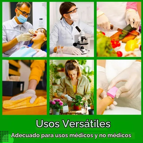 Vista 2 de Green Direct Guantes desechables de látex, sin polvo, caja de 100 unidades Blanco sucio