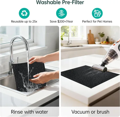 Vista 10 de Purificadores de aire para el hogar, habitación grande de hasta 3500 pies cuadrados con filtros lavables, HEPA de doble cara con pantalla PM 2.5