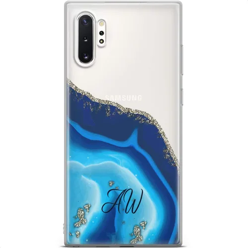 Vista 3 de Mertak Funda compatible con Samsung Galaxy A73 A72 5G A71 A70 A53 A52 A32 A50 A21s cubierta ligera azul flexible diseño silicona TPU monograma