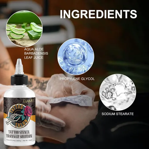 Vista 5 de Gel de transferencia de plantillas de tatuaje, crema mágica para plantillas, solución de aplicación de tatuaje para plantillas de máquinas de papel