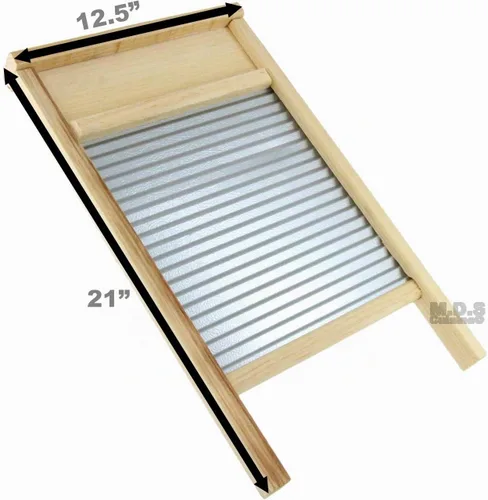Vista 6 de Lavadero Tabla de Lavar de Madera para Lavandería Hoja Galvanizada Vintage Clásico De Madera