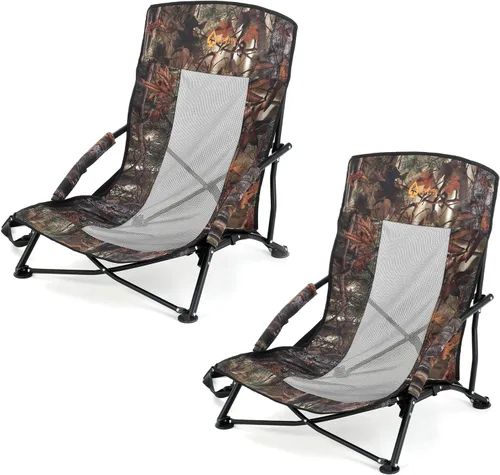 Vista 9 de ARROWHEAD OUTDOOR Silla ciega plegable portátil de caza de pavos con reposabrazos acolchado, pies sin hundimiento y correa para el hombro, Camuflaje