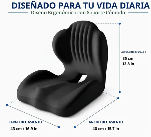 Vista 7 de L-Shaped Ergonomic Seat Cushion with Lumbar Support for Office Chair Black