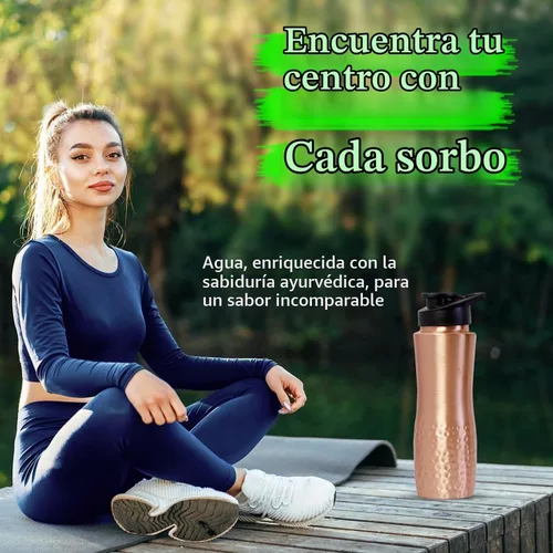 Vista 8 de Botella de agua de cobre con tapa para sorber, 30.4 onzas (30.4 fl oz / 900 ml), botella de cobre sólido 100% puro para agua potable, botella